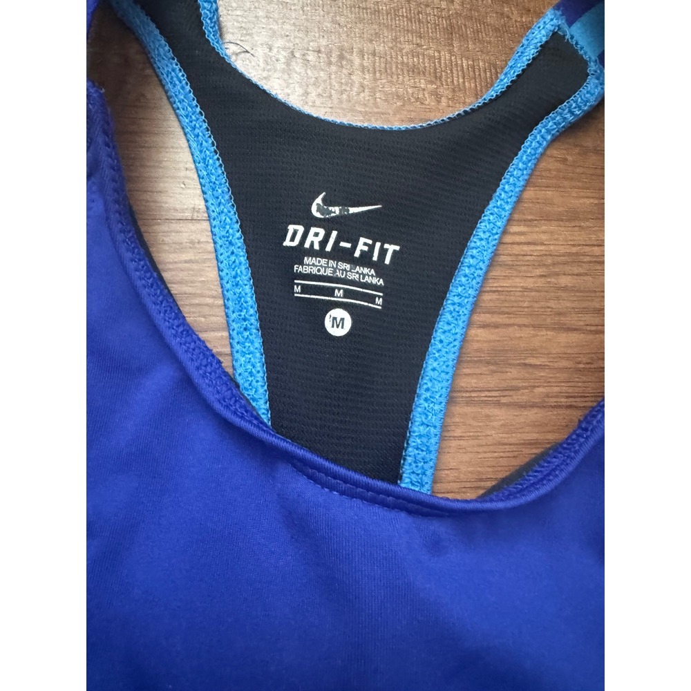 Nike Dri-FIT Womens Racerback Tank Top Royal Blue Built-in Shelf Bra Medium - Picture 2 of 3